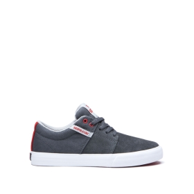 Dětské Nízké Boty Supra STACKS II VULC Šedé/Červené/Bílé | CZ-36385